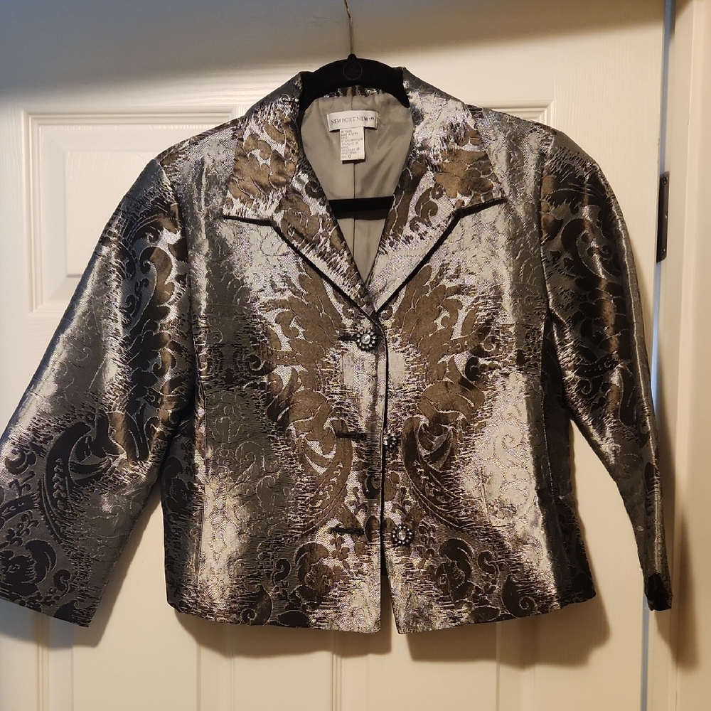 Newport News Silver and Black Metallic Blazer